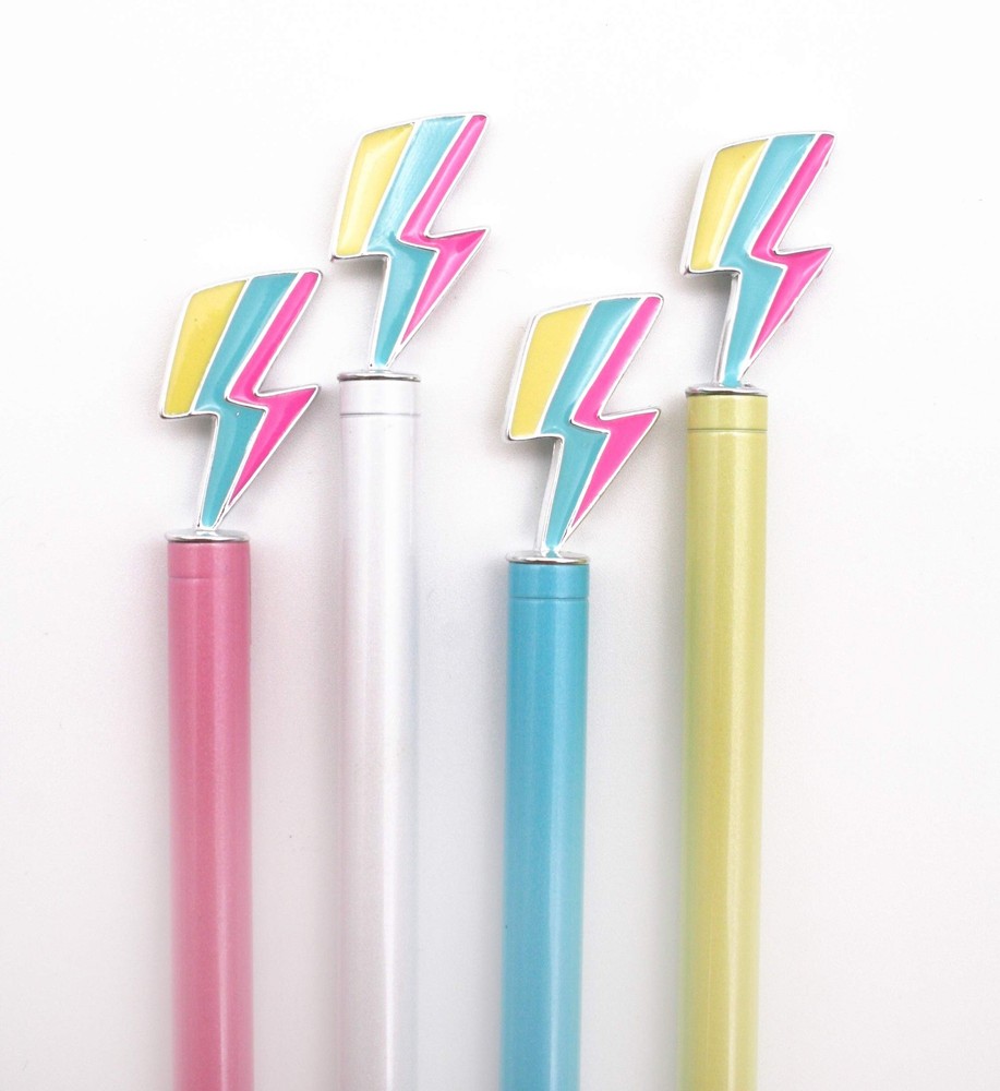 Enamel Charm Pen – Lightning Bolt – Set of 4