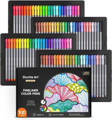Shuttle Art Fineliner Pens, 100 Colors 0.38Mm Fineliner Color Pen Set Fine Line
