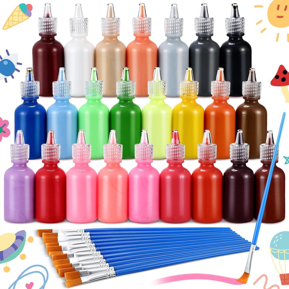 24 Colors Suncatcher Kit Paints Non Toxic DIY Art Stained Glass Paints 1 oz P…