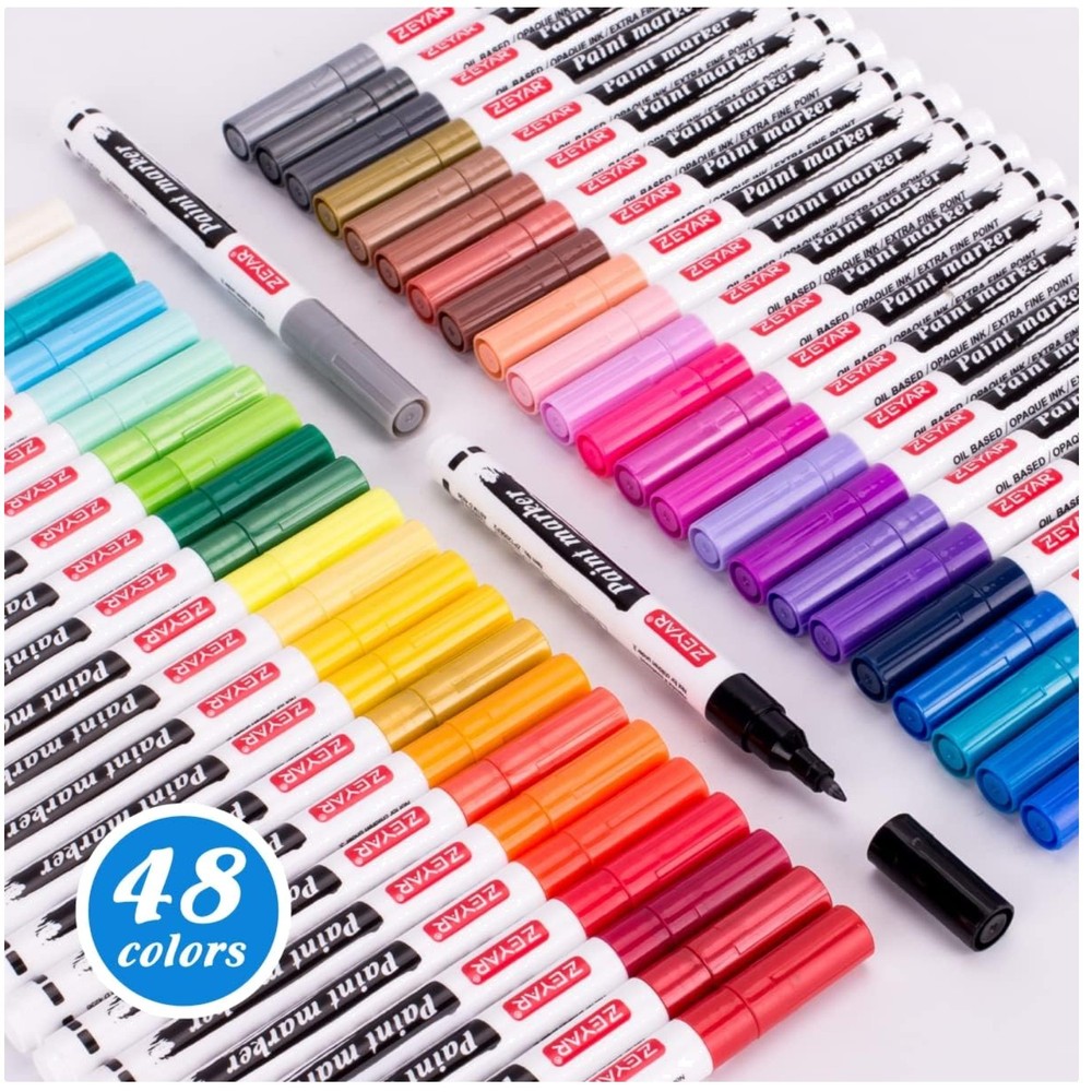 Permanent Paint Markers for Rock Painting, 48 Colors