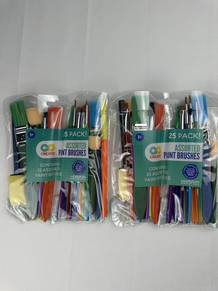 Horizon Group USA 2 Pack Of 25 Assorted Paint Brushes Value Pack New