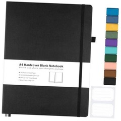 Blank Notebook, Hardcover Sketch Book, 8.5″ x 11″ Large Blank Journal, A4 Black
