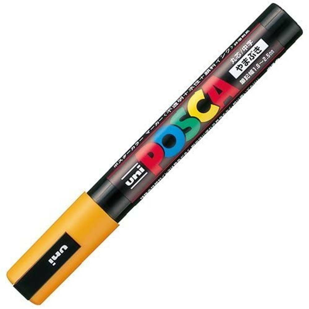 Uni Posca PC5M.3 Water-Based Paint Marker, Medium Point, Golden Yellow