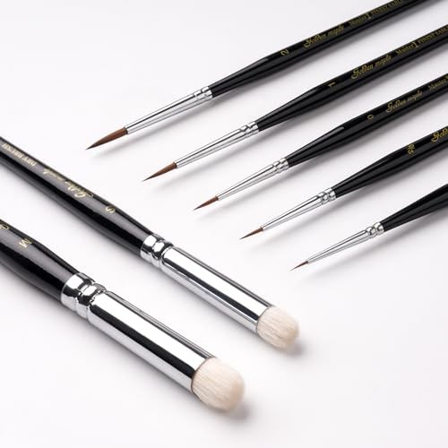 Kolinsky Sable Miniature Paint Brushes – 7pcs Detail Paint Brushes Black