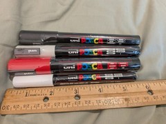 Uni POSCA PC-3M PC3M PC5M PC1MR Art Paint Markers Set of 4 Black White Red PC-5M