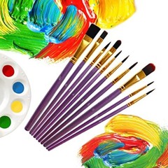 1 Pack 10 Pcs Paint Brushes, Nylon Hair Paint Brushes Set for Kids, Beginner,