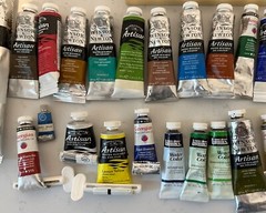 LOT WINSOR & NEWTON ARTISAN & OTHERS WATER MIXABLE OIL COLORS USED