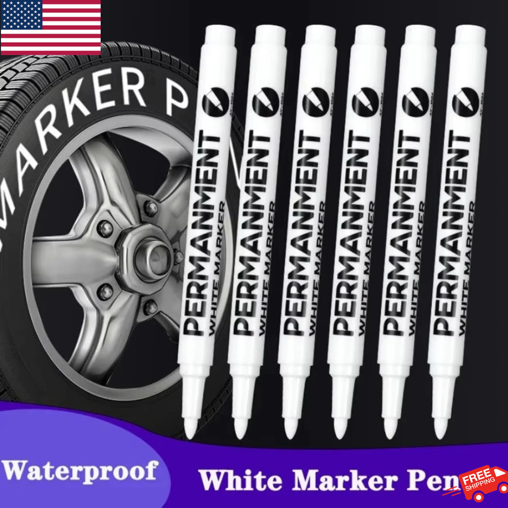 6 Pack Acrylic White Paint Pens White Permanent Marker with Extra Fine Point