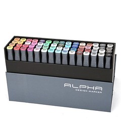 Alpha Design Marker Gold Label 60 A/B Set Broad and Fine nip Graphic cartoon
