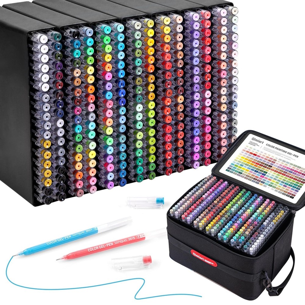 252 Pack Gel Pens for Coloring & Drawing – Fine Point 0.6MM for Black & White Pa