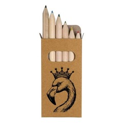 6 x ‘Flamingo Wearing Crown’ Short Colour Pencils (PE00081138)