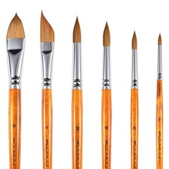 Sable Watercolor Brushes Kolinsky Varies (#2, #6, #10, #12, #8), Yellow