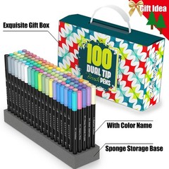 100 Non-Toxic Dual Tip Art Markers – Perfect for Coloring & Professional Drawing