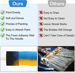 24 Pcs Foam Paint Brushes Wood Handle Sponge Brushes for Painting and DIY Craft