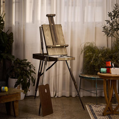 French Easel for Painting: Deluxe Beech Wood Plein Air Easel Stand with Metal Si