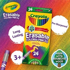 Erasable Colored Pencils (24ct), Kids Coloring Pencils for Coloring Books, Asso