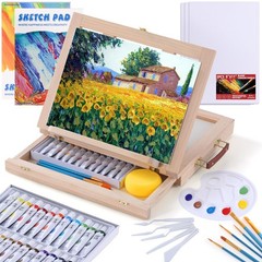 54 Pieces Watercolor Paint Set with Tabletop Easel, Complete Starter Painting…