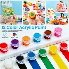 112 PCS Kids Art Kit: 8 Pack Mini Acrylic Paint with 12 Colors & Brushes for Fun