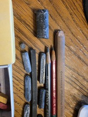 Assorted Vintage Sketching Tools, Pencils, Lead, Charcoal, Etc