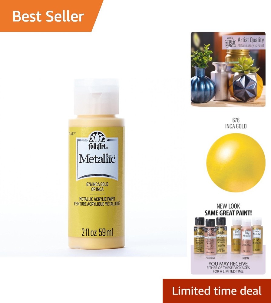 Shimmering Inca Gold Metallic Acrylic Paint 2oz – Ideal for Home Decor & Crafts