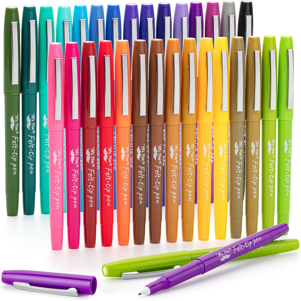 – Felt Tip Pens, 30 Pack, 0.7 Mm, Colorful Felt Tip Pens, Fast Dry | No Smear, P