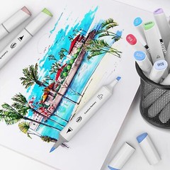 48 OR 72 Colors Alcohol Markers Brush Tip, Double Tipped Craft Markers Set