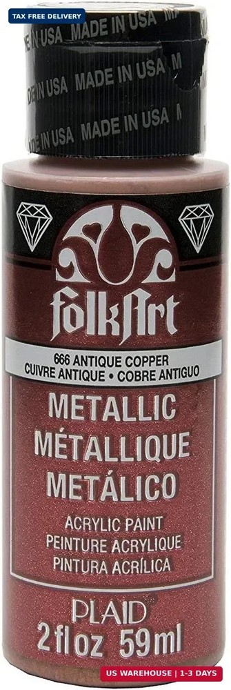 FolkArt Metallic Acrylic Paint in Assorted Colors (2 Ounce), 666 Antique Copper