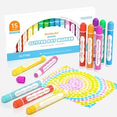 Shuttle Art Shimmer Dot Markers, 15 1 Count (Pack of 15), 15 Glitter Colors