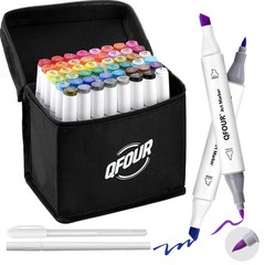 QFOUR Alcohol Markers, 48 Colors Art Marker, Coloring Markers, Brush Chisel