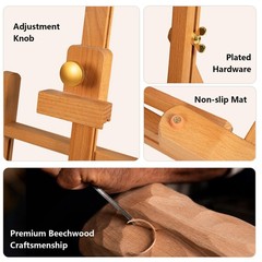 H- Frame Tabletop Painting Easel, Adjustable Solid Beech Wood Desktop Art Eas…