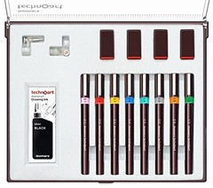 Technical Drawing Pen Set of 8 Black Ink Line Art Pens