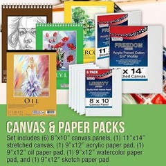 Ultimate 133pc Art Set W/ Easels Paintbrushes Canvases Drawing Supplies New