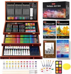 Art Supplies, 192-Pack Deluxe Art Set Drawing Painting Supplies Kit with Acrylic