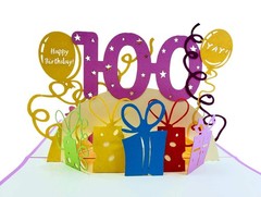iGifts And Cards 100th Birthday 3D Pop-Up Card – Sweet Celebration 4.75″x7
