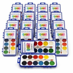 Watercolor Paint Pack Wood Brushes 12 Colors 0.61 Ounce Washable 18 PCS