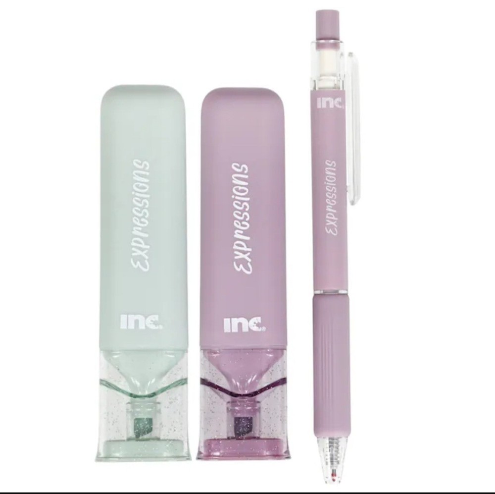 3 PACK of Journaling Glitter Highlighters w/Bonus Gel Pen PURPLE & LIGHT GREEN