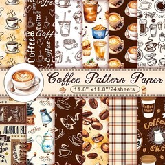 Konsait 24 Sheets Coffee Scrapbook Paper 12×12, Double Sided brown