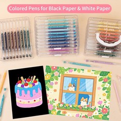 Gel Pens For Coloring, 45 Pack Colored Pens for Black Paper & White Paper, 0….