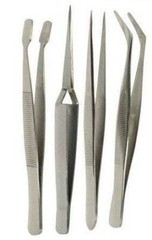 4Pc Hobby Tweezer Set in Pouch, Length: 4-5/8” & 4-1-4”, Stainless Steel