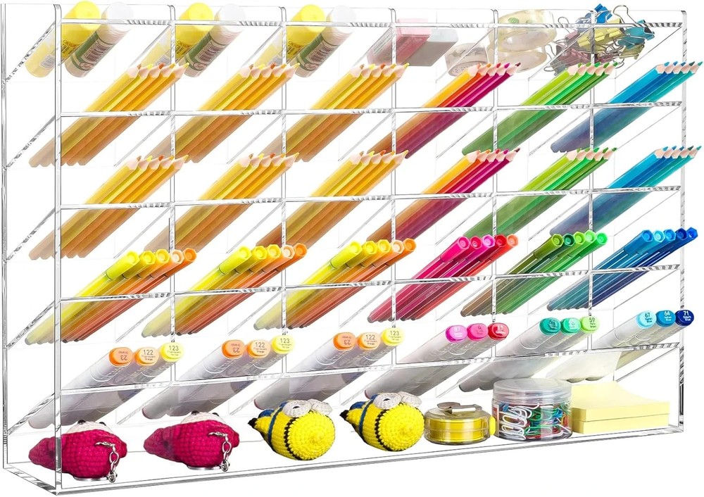 Acrylic Vertical Marker Organizer for 375 Markers with 31 Compartments, Clear An