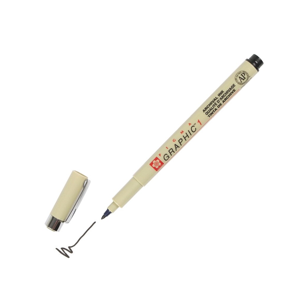 XSDK1-49 Sakura Pigma Graphic Marker Pen, 1.0mm Tip, Black, Pack of 3
