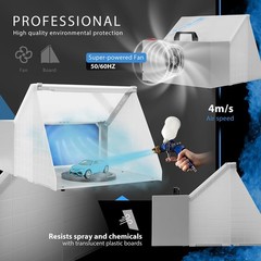 Portable Hobby Airbrush Paint Spray Booth Kit Exhaust Filter LED Light Set Model