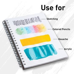 Gouache Pad 7X10”(98lb/160g) 50 Sheets Mix Pad, Side Wire Bound, Fine Textur…