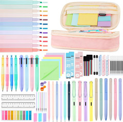 80Pcs Aesthetic School Supplies with Cute Pencil Case, 12 Pastel Highlighters, 4