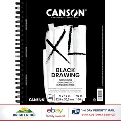 9×12 Black Drawing Paper Pad with 40 Sheets for Sketching and Artwork