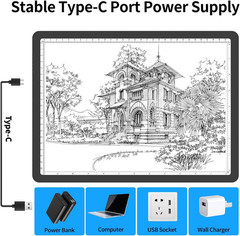 A4 LED Light Board with Bag Magnetic Light Pad for Tracing Drawing Crafting