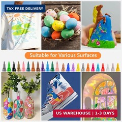 24 Colors Dual Tip Acrylic Paint Marker Pens Set, Multifunctional Acrylic Tips w
