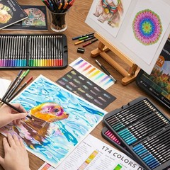 174 Colored Pencils, Soft Core Color Pencil Set for Adult Coloring Books Artist