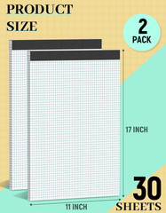 2 Pack Graph Paper Pad 11X17 for Blueprint Drawings, Drafting, Engineering