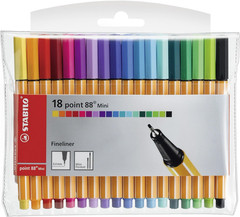 – Point 88 Mini – Fineliner – Pack of 18 – Assorted Colors